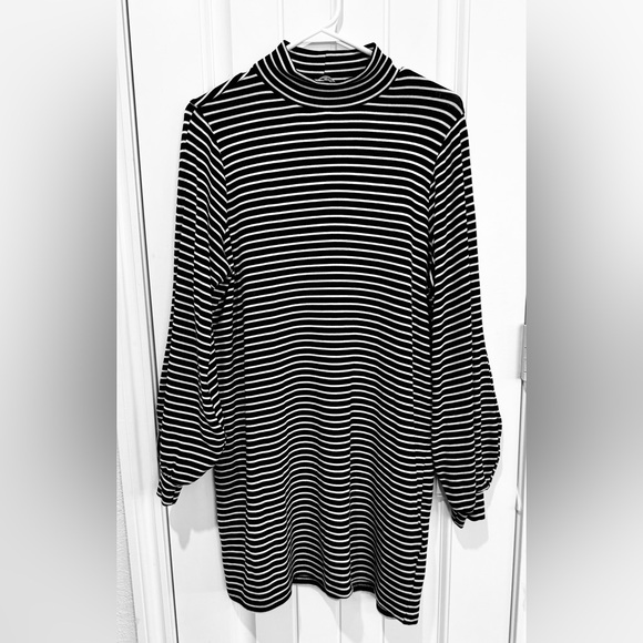 Reformation Jeans Nadine Minidress Womens Sz Large Black White Stripes - Picture 3 of 11